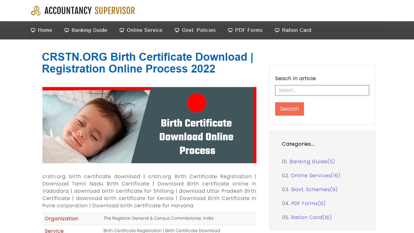 CRSTN.ORG Birth Certificate Download | Registration Online Process 2022